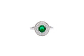 Asfour Halo Ring With Green Round Design In 925 Sterling Silver RR0330-G-9