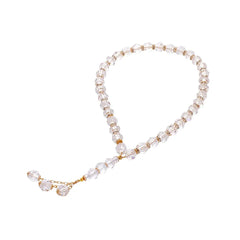 Rosary - Clear - Gold Separator - Large Bead - Asfour Crystal