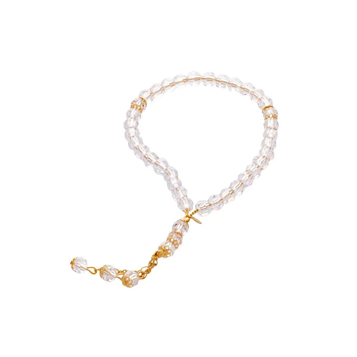 Rosary - Clear - Gold Separator - Small Bead - Asfour Crystal