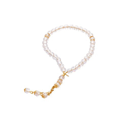 Rosary - Clear - Gold Separator - Small Bead - Asfour Crystal