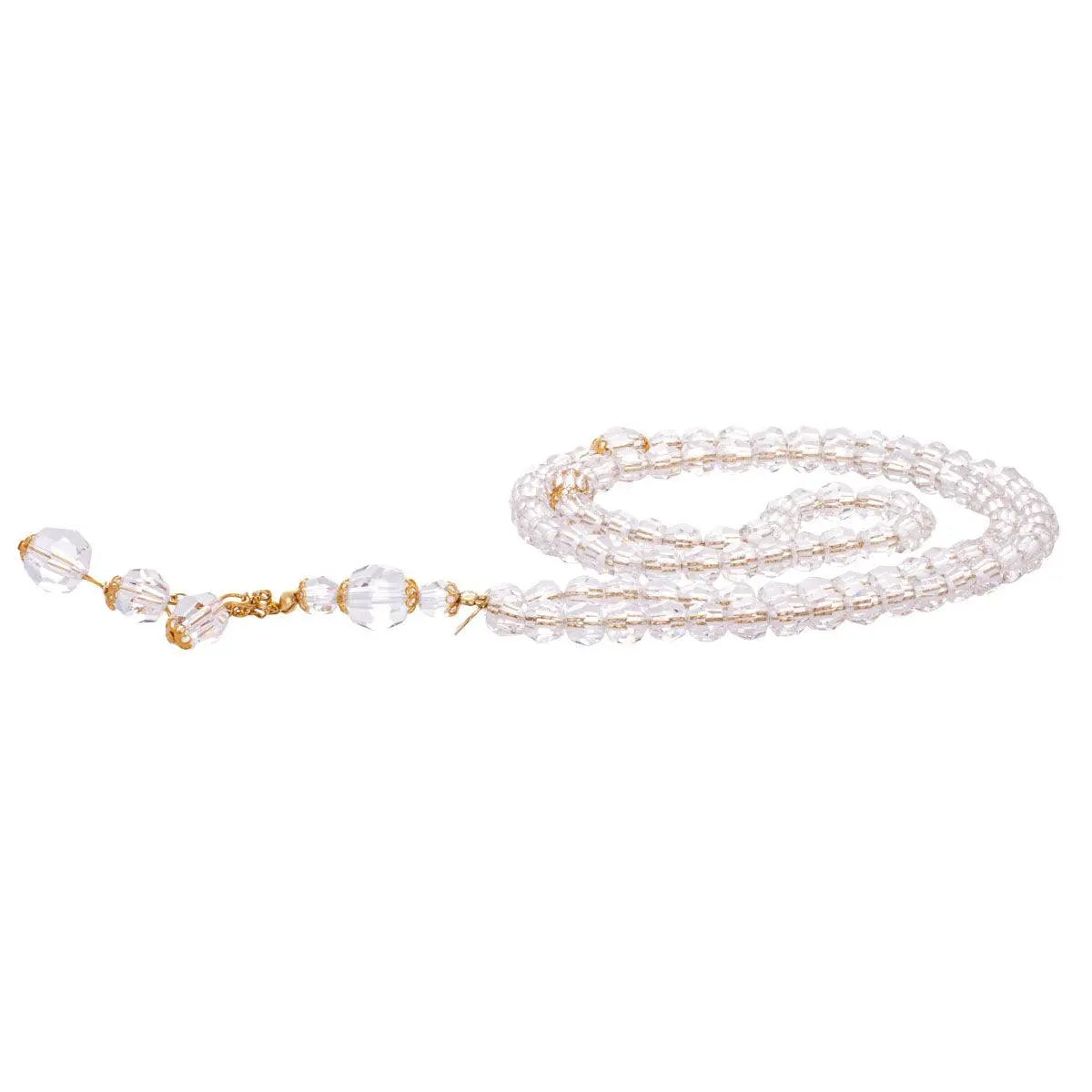 Rosary - Clear - Gold Separator - Small Bead - Asfour Crystal