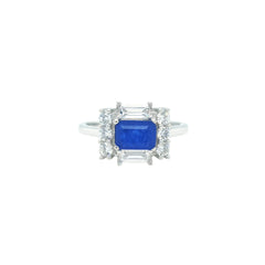 Asfour Crystal Jewelry Set With Decorative Blue Emerald Design In 925 Sterling Silver-SD0050-B-7