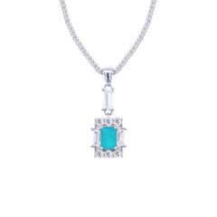 Asfour Crystal Jewelry Set With Decorative Turquoise Emerald Design In 925 Sterling Silver-SD0050-GC-9