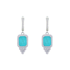 Asfour Crystal Jewelry Set With Decorative Turquoise Emerald Design In 925 Sterling Silver-SD0051-GC-9
