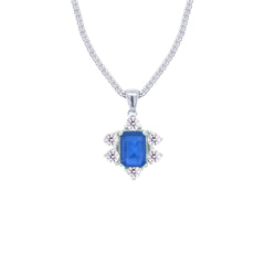Asfour Crystal Jewelry Set With Halo Blue Decorative Design In 925 Sterling Silver-SD0054-B-9