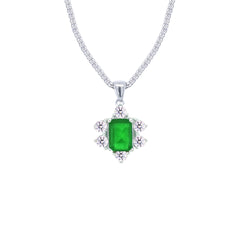 Asfour Crystal Jewelry Set With Halo Emerald Decorative Design In 925 Sterling Silver-SD0054-G-7