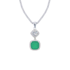Asfour Crystal Jewelry Set With Blue Cushion Cut Design In 925 Sterling Silver-SD0056-G-7