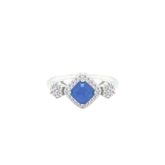 Asfour Crystal Jewelry Set With Blue Squares Design In 925 Sterling Silver-SD0058-B-9
