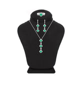 Asfour Crystal Jewelry Set With Emerald Squares Design In 925 Sterling Silver-SD0058-G-8