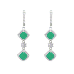 Asfour Crystal Jewelry Set With Emerald Squares Design In 925 Sterling Silver-SD0058-G-8