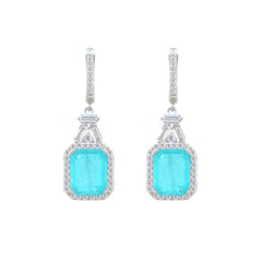 Asfour Crystal Jewelry Set With Light Turquoise Emerald Design In 925 Sterling Silver-SD0059-LGC-8