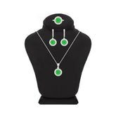 Asfour Crystal Jewelry Set With Emerald Round Design In 925 Sterling Silver-SD0062-G-7