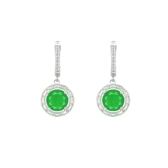 Asfour Crystal Jewelry Set With Emerald Round Design In 925 Sterling Silver-SD0062-G-7