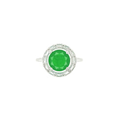 Asfour Crystal Jewelry Set With Emerald Round Design In 925 Sterling Silver-SD0062-G-7