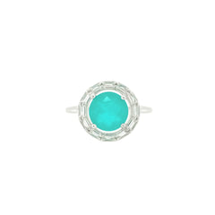 Asfour Crystal Jewelry Set With Turquoise Round Design In 925 Sterling Silver-SD0062-GC-7