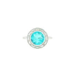 Asfour Crystal Jewelry Set With Light Turquoise Round Design In 925 Sterling Silver-SD0062-LGC-7