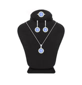 Asfour Crystal Jewelry Set With Tenzanite Round Design In 925 Sterling Silver-SD0062-N-7