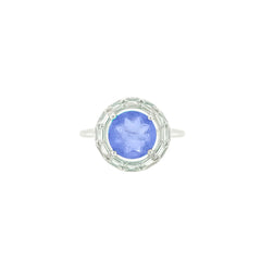 Asfour Crystal Jewelry Set With Tenzanite Round Design In 925 Sterling Silver-SD0062-N-7