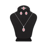 Asfour Crystal Jewelry Set With Dark Rose Marquise Design In 925 Sterling Silver-SD0063-O5-8