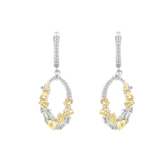 Asfour Crystal Jewelry Set With Yellow Art Deco Design In 925 Sterling Silver-SD0065-WY-7