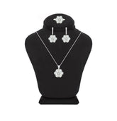 Asfour Crystal Jewelry Set With Flower Design In 925 Sterling Silver-SD0066-8