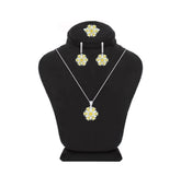 Asfour Crystal Jewelry Set With Yellow Flower Design In 925 Sterling Silver-SD0066-WY-7