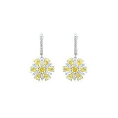 عصفور كريستال طقم فضة عيار 925 علي شكل وردة صفراء مرصعة بالزركون - SD0066-WY-9