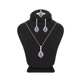 Asfour Crystal Jewelry Set With Tenzanite Pear Design In 925 Sterling Silver-SD0068-N-8