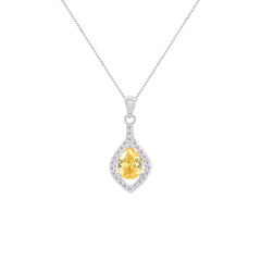Asfour Crystal Jewelry Set With Yellow Pear Design In 925 Sterling Silver-SD0068-Y-7