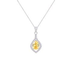 Asfour Crystal Jewelry Set With Yellow Pear Design In 925 Sterling Silver-SD0068-Y-8