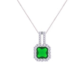 Asfour Crystal Jewelry Set With Emerald Zircon Square Design In 925 Sterling Silver-SD0069-WG-7