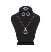 Asfour Crystal Jewelry Set With Black Round Design In 925 Sterling Silver-SD0071-P-7
