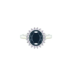 Asfour Crystal Jewelry Set With Black Round Design In 925 Sterling Silver-SD0071-P-7