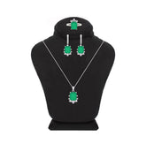 Asfour Crystal Jewelry Set With Decorative Emerald Design In 925 Sterling Silver-SD0072-G-9
