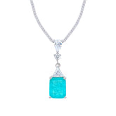 Asfour Crystal Jewelry Set With Turquoise Emerald Design In 925 Sterling Silver-SD0074-GC-8