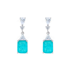 Asfour Crystal Jewelry Set With Turquoise Emerald Design In 925 Sterling Silver-SD0074-GC-8