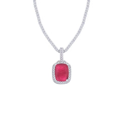 Asfour Crystal Jewelry Set With Fuchsia Emerald Design In 925 Sterling Silver-SD0076-F-9
