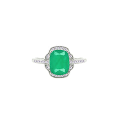 Asfour Crystal Jewelry Set With Halo Emerald Design In 925 Sterling Silver-SD0076-G-8