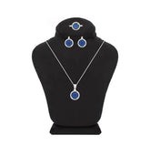 Asfour Crystal Jewelry Set With Blue Round Design In 925 Sterling Silver-SD0079-B-7