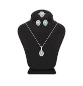 Asfour Crystal Jewelry Set With Zircon Pear Design In 925 Sterling Silver-SD0080-LZ-7