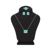 Asfour Crystal Jewelry Set With Turquoise Emerald Design In 925 Sterling Silver-SD0085-GC-8
