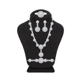 عصفور كريستال طقم فضة عيار 925 بتصميم دائري مرصع بالزركون - SD0090-Q-7