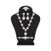 عصفور كريستال طقم فضة عيار 925 بتصميم قلوب مرصعة بالزركون - SD0091-Q-7