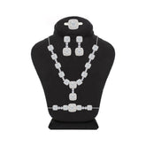 عصفور كريستال طقم فضة عيار 925 بتصميم مربع مرصع بالزركون - SD0093-Q-9