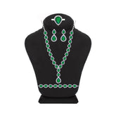 Asfour Crystal Jewelry Set With Emerald Pear Design In 925 Sterling Silver-SD0094-G-9