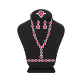 عصفور كريستال طقم فضة عيار 925 بتصميم كمثري احمر مرصع بالزركون - SD0094-R-7