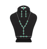 Asfour Crystal Jewelry Set With Emerald Marquise Cut Zircon Design In 925 Sterling Silver-SD0095-G-8