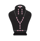 Asfour Crystal Jewelry Set With Dark Rose Marquise Cut Design In 925 Sterling Silver-SD0095-O5-8