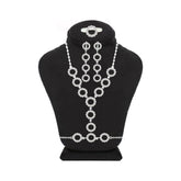 عصفور كريستال طقم فضة عيار 925 بتصميم دوائر مرصعة بالزركون - SD0098-8