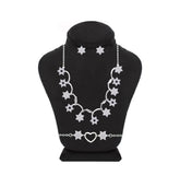 عصفور كريستال طقم فضة عيار 925 بتصميم نجوم مرصعة بالزركون - SD0099